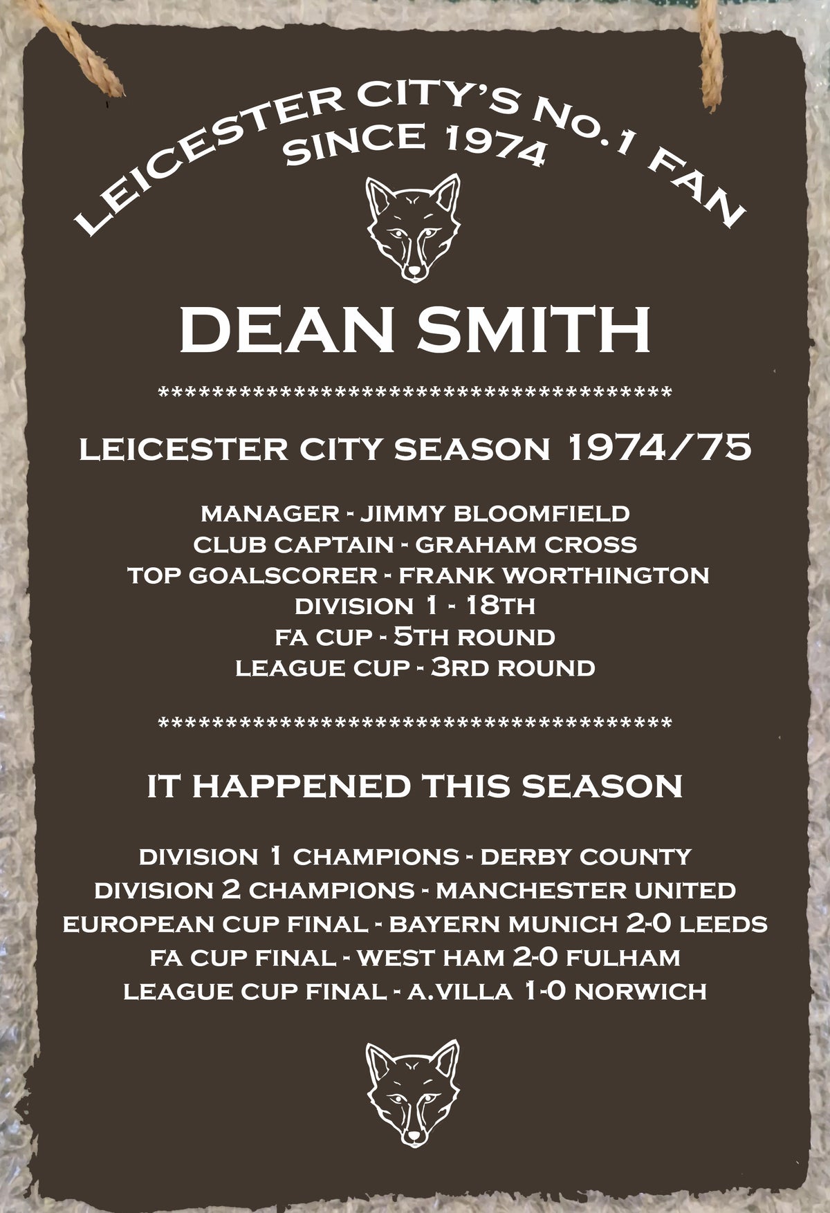 Leicester City Greatest Fan slate plaque